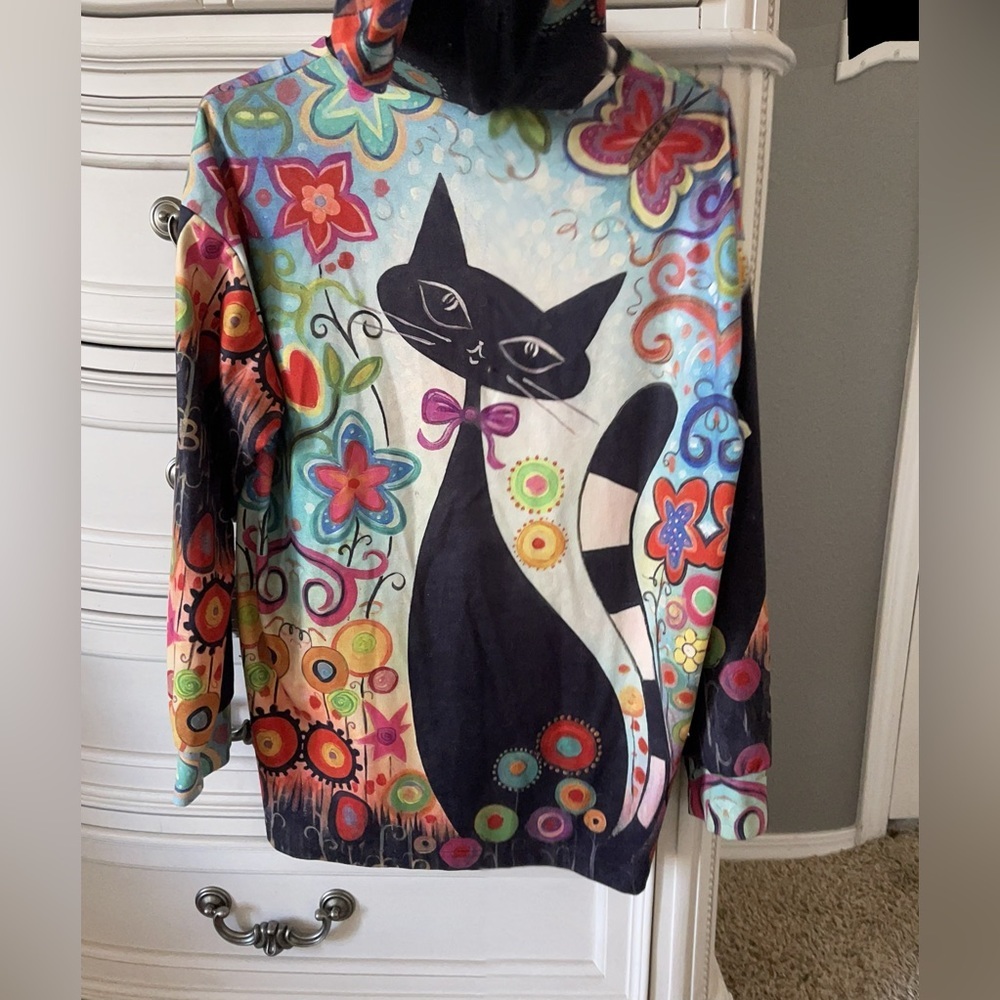 3/$30 bundle! Cute! Kitty Hoodie! M - Picture 7 of 8